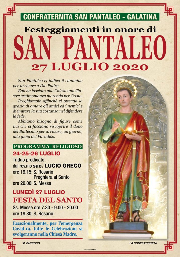 Manifesto san Pantaleo Galatina 2020
